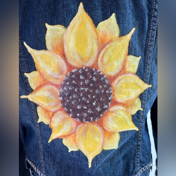 Liz Claiborne Denim Jacket with Sunflowe… - Picture 3 of 4